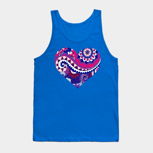 Pink and Blue Decorative Heart Tank Top by AlondraHanley